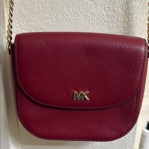 Michael Kors Red Crossbody Bag with Gold Chain